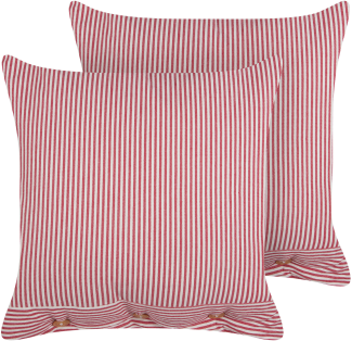 Kissen 2er Set AALITA Baumwolle 45 x 45 cm Streifen Rot