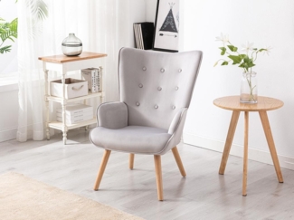 Vente-unique - Sessel - Samt - Grau - VATELY