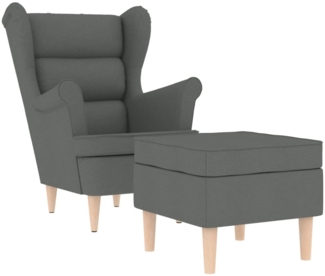 vidaXL Sessel mit Fußhocker Dunkelgrau Stoff 3307990