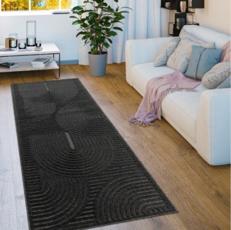 Paco Home Teppich Livorno 674, rechteckig, Höhe: 14 mm, Uni Farben, moderner Hoch-Tief-Effekt, Scandi-Look, Outdoor geeignet