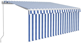 vidaXL Markise Manuell Einziehbar mit Rollo 3,5x2,5m Blau & Weiß 3069276