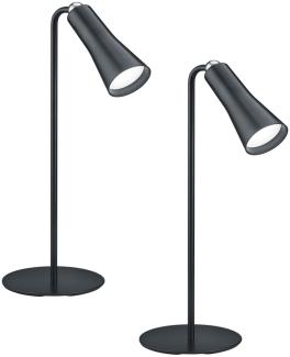 2er SET 3 in 1 LED Akku Tischleuchten mit Klemm- & Klebestation, Schwarz H: 36cm