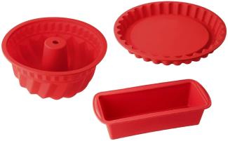 Dr. Oetker - Silikon Backform Set 3tlg. Flexxibel Rot Kasten Obst Gugelhupf Form