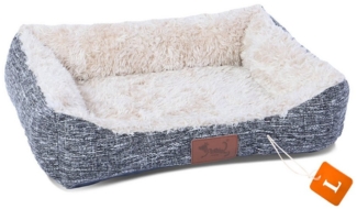 TopMeow Tierbett Hundebett mit Rand, Made in Spain, Segeltuch, Kuschelvlies, robust, pflegeleicht, mit rutschfester Unterseite, L: 79*59*20 cm