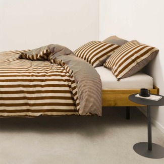Marc O Polo Bettwäsche Classic Stripe toffee brown | 200x220 cm + 2 x 80 x 80 cm