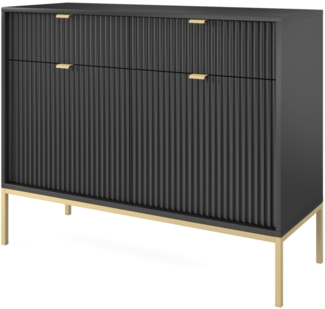 Selsey 'Vellore' Sideboard 2-türig, schwarz mit goldfarbenem Gestell, ca. 83 x 104 x 39 cm