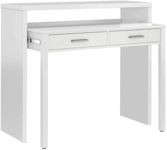 Dmora Andriy Schreibtisch, Schreibtisch mit ausziehbarer Platte, PC-Schreibtisch mit 2 Schubladen, 99 x 36 x 88 cm, Weiß