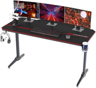 SogesHome Gaming Tisch 140cm Gaming Schreibtisch Computertisch in T-Form Gaming Table PC Tisch Schreibtisch mit Mausunterlage, Getränkehalter und Kopfhörerhaken,Bürotisch Ergonomischer Gamer Tisch