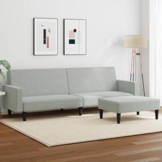 vidaXL Schlafsofa 2-Sitzer mit Fußhocker Hellgrau Samt 3216236