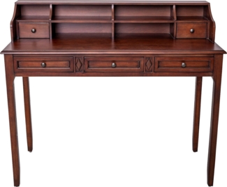 Leonique Sekretär Virginia, Sekretär, nussbaum, Holz, Schubkästen,Fächer, Landhausstil, 122x51x105