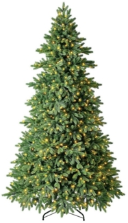 Dehner Künstlicher Weihnachtsbaum Lyra, mit LED/Ständer/Fernbedienung, Höhe 240 cm, Ø 142 cm, Lichtfarbe warmweiß, aus Metall/PVC/Polyethylen, Farbe grün