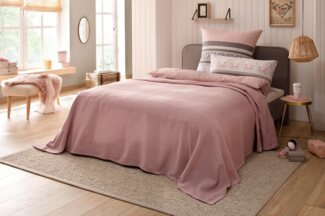 my home Tagesdecke Mira, leichte Tagesdecke aus 100% Baumwolle, uni Überwurf, ohne Füllung