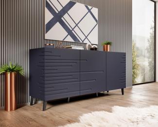 Domando Sideboard Cilento Modern Breite 155cm, modern gefräste Fronten und Seiten in Navy Blau