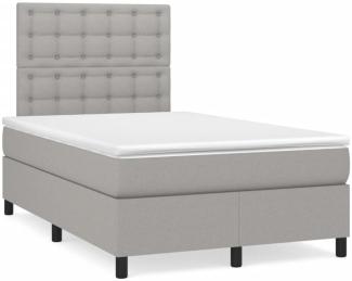 vidaXL Boxspringbett mit Matratze & LED Hellgrau 120x190 cm Stoff 3270225