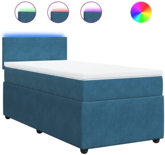 vidaXL Boxspringbett mit Matratze Blau 90x200 cm Samt 3289936