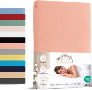 Livessa Spannbettlaken 180x200 cm aus Baumwolle Single-Jersey Stoff 140 g/m², Spannbetttuch/Bettlaken mit 30cm Matratzenhöhe, Ultra weich und atmungsaktiv