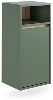 Badschrank Viola Grün/Artisan 38 x 80 cm mit Wäschkorb Vicco