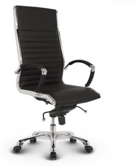 VERSEE Design Bürostuhl Chefsessel Montreal - Echt-Leder - schwarz - Drehstuhl, Bürodrehstuhl, Schreibtischstuhl, Chefstuhl, Designklassiker, hochwertige Verarbeitung, Stuhl, 150 kg Belastbarkeit