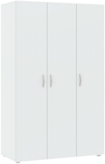 Dmora Kleiderschrank 3 Türen Pettineo, Schlafzimmermöbel, Schrank, Garderobe, 111x52 h179 cm, Weiß