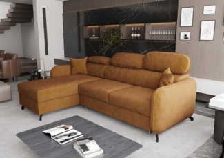 AX LIVING Ecksofa mit Schlaffunktion Ribella 5 L-Form 265 cm, Samt in Bernstein Links