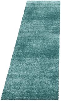 Hochflor Teppich Baquoa Läufer - 80x250 cm - Blau