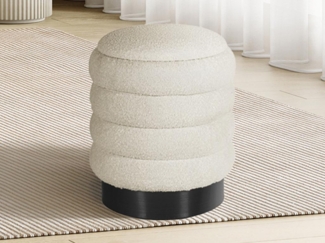 Vente-unique - Hocker mit Stauraum - Bouclé-Stoff - Weiß - ESDALO