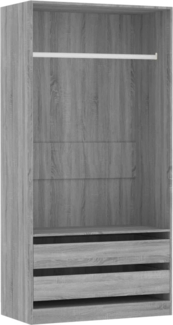 Kleiderschrank, Holzwerkstoff, Grau Sonoma, 100 x 50 x 200 cm