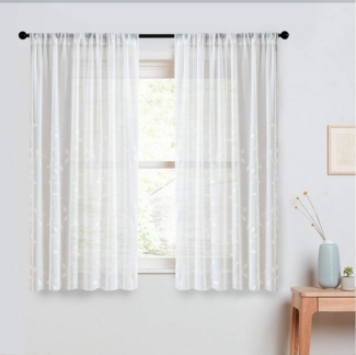 BYSURE Vorhang (2 St), Stangendurchzug, halbtransparent, Boho BlumenVorhänge