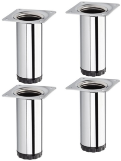SO-TECH® Möbelfuß 4 Stück BRAVO Höhe 100 mm (10 mm) Ø 40 mm Chrom poliert, höhenverstellbar, aus Stahl, belastbar bis 50 kg pro Stützfuß