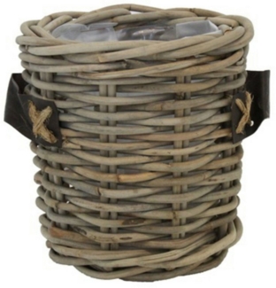 Van der Leeden Blumentopf Blumenkorb Pflanzkorb Topf 35x35cm Rattan Weide Sylter Korb Drypot (1 St), Indoor & Outdoor, Ledergriff, Rattan, besonders robust