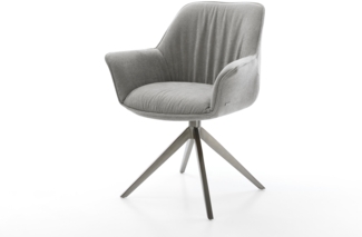 Drehstuhl Keila-Flex mit Armlehnen Strukturstoff Soft Grau Kreuzgestell breit Graphit 360° drehbar Wippfunktion