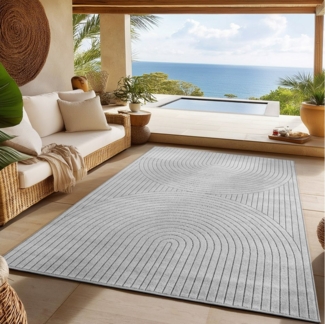 SIMPEX24 Outdoorteppich Skandinavischer 3D Design, Läufer, Höhe: 5 mm, Outdoor Teppich Wetterfest Modern Wohnzimmer Küchen Terrasse Balkon