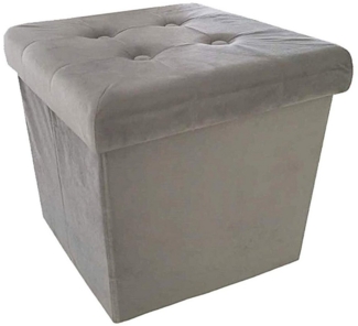 style home Sitzhocker faltbare Sitzbank mit Stauraum, 38*38*38cm (Aufbewahrungsbox mit Deckel, gepolstert Sitzwürfel Fußhocker), für Wohnzimmer Schlafzimmer, Sitztruhe aus Samt, Hellgrau