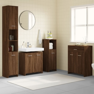 vidaXL 4-tlg. Badmöbel-Set Braun Eichen-Optik Holzwerkstoff 3154411