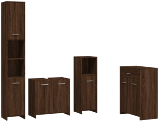 vidaXL 4-tlg. Badmöbel-Set Braun Eichen-Optik Holzwerkstoff 3154411