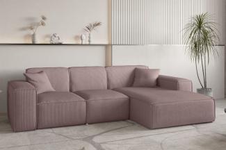 Ecksofa Designersofa CELES PREMIUM in Stoff Scala Lavendel Ottomane Rechts