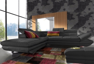 COTTA Polstergarnitur Enterprise, (Set), Set: Ecksofa, Hocker, Kopfteilverstellung, wahlweise mit Bettfunktion