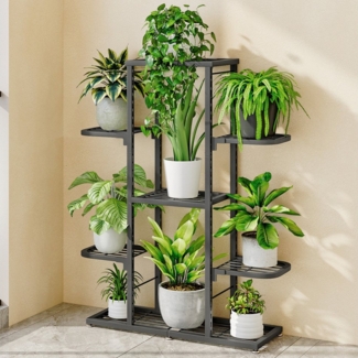 GarveeMore Blumenständer Pflanzenständer 5/7 Etagen Indoor Hohe Blumenständer überEckAntiRutsch, Blumenregal aus Metall Wasserdicht Für Terrasse Garten WohnzimmerBalko