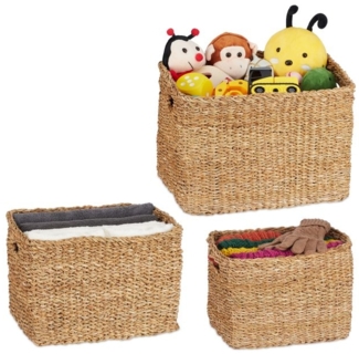 3tlg. Aufbewahrungskorb Set aus Seegras