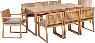 Essgruppe für 8 Personen SASSARI II Zertifiziertes Akazienholz 180x90x75 cm Grau