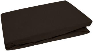 Bettwaesche-mit-Stil Jersey Spannbettlaken Espresso Braun 90 – 100 x200cm Höhe bis 30cm