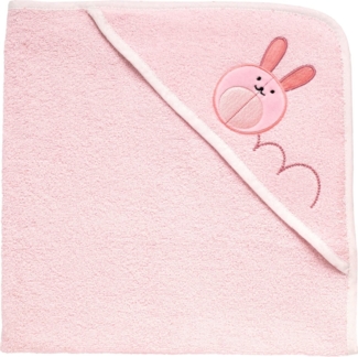 Chicco Handtuch mit Kapuze, aus weichem Schaumstoff, mit zarter Stickerei, feine Materialien, 100% reine Baumwolle, 0 Monate+, Rosa