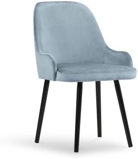 Micadoni Samtstoff Stuhl Flint | Bezug Light Blue | Beinfarbe Black Beech Wood