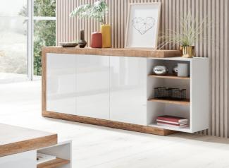 Sideboard "Sintra" Kommode 180cm weiß Hochglanz samdal eiche