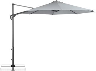 Derby by Doppler Sonnenschirm / Ampelschirm "Ravenna Smart 300", inkl. Standkreuz, grau, Ø 300 cm