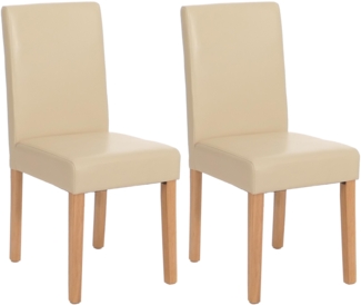 2er-Set Esszimmerstuhl Stuhl Küchenstuhl Littau ~ Leder, creme, helle Beine