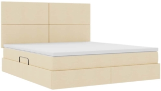 vidaXL Bett mit LED-Lichtleisten mit Kopfteil Creme 180x200 cm Stoff 3372373