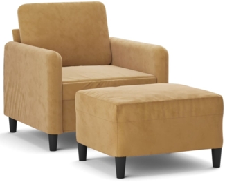vidaXL Sessel mit Hocker Braun 60 cm Samt 3201171