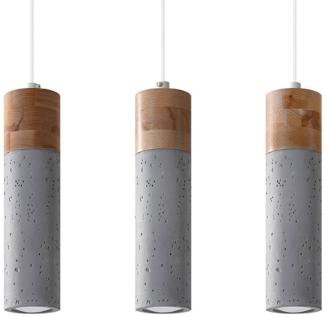 SOLLUX SL. 0967 Pendelleuchte ZANE 3 grau L: 60, B: 450, H: 1200, GU10/40W, dimmbar