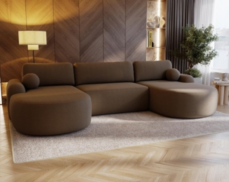 Compleo Ecksofa Design U-Form Ecksofa Bouclé, luxuriöses, runde Formen OLIO, Modern Wohnzimmer, komfortables Couch